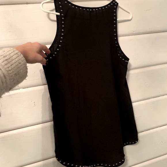 Black tank top embellished with silver beads - Picture 4 of 5